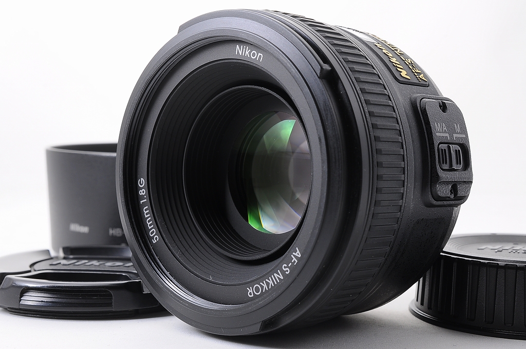 【美品】AF-S NIKKOR 50mm f/1.8G TOP MINT】NIKON AF-S NIKKOR 50mm F/1.8 G Standard Lens + HB